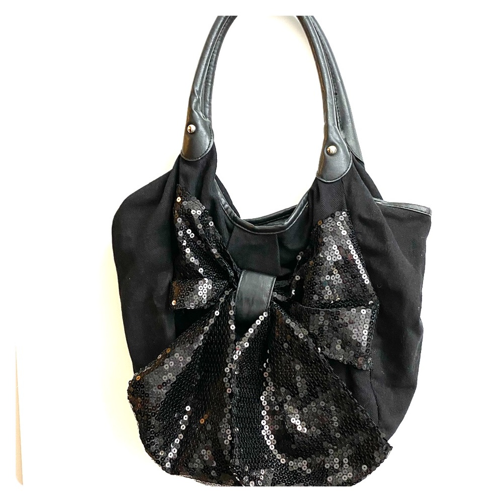 Black Olsenboye Sequin Bow Purse